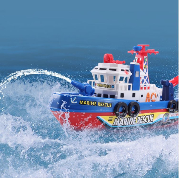 Electric Boat Children Marine Rescue Toys Boat Fire Boat Children Electric Toy Navigation Non-remote Warship Gift High Speed