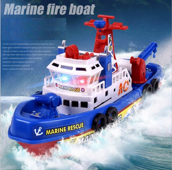 High Quality Electric Boat Children Marine Rescue Toys Boat Fire Boat Children Electric Toy Navigation Non-remote Warship Gift High Speed