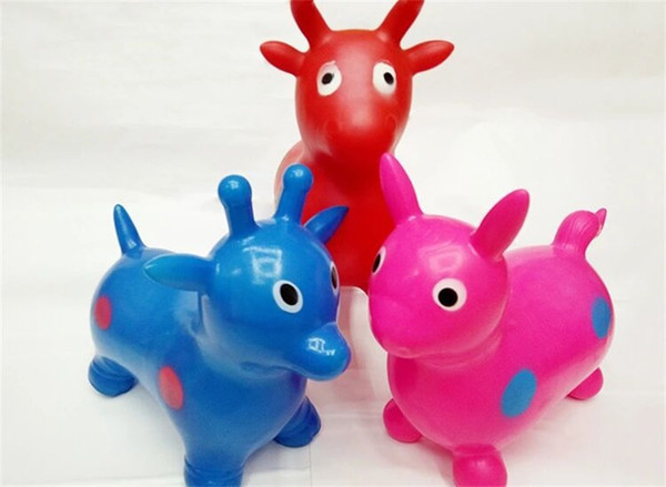 Bouncy Jumping Horse Kids Animal Toys Mixed Colors Painted Cartoon Inflatable Vault Children's Toy Factory Supply 30*16*27,Free gift give