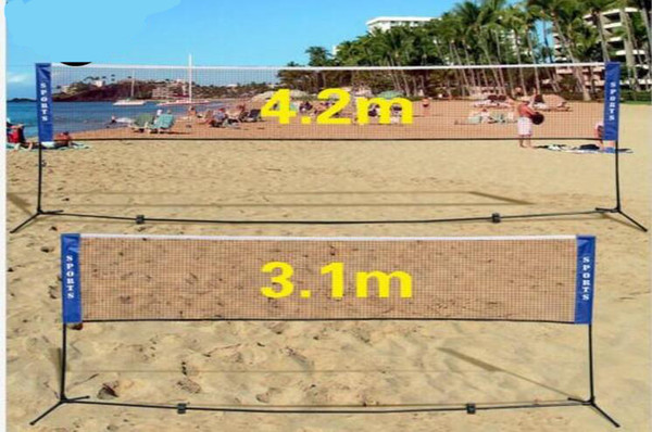 Portable Quickstart Tennis Badminton Net System Indoor Outdoor Sports Volleyball Training Square Mesh Net Blue 3M/4M/5M/6M