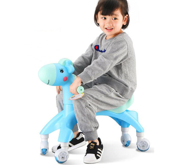 Cartoon Deer Kids Four Wheels Scooter Balance Bike Baby Walker Ride On Toys For Children Toddler Girls Boys