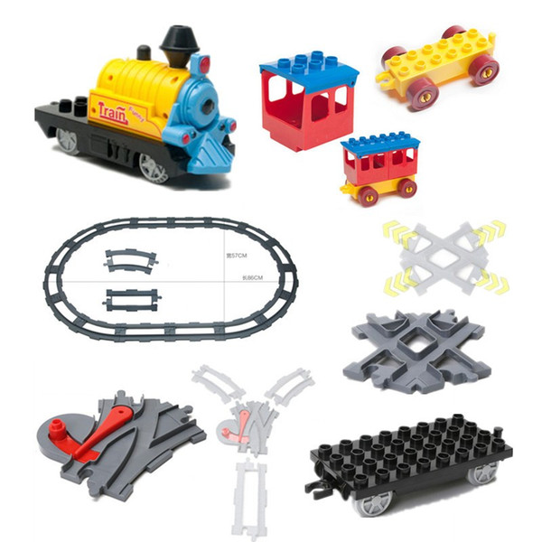 Train Building Blocks Accessory Coach Cross Track Swtich Railway Bricks Parts DIY Baby Toys Compatible with Duplo