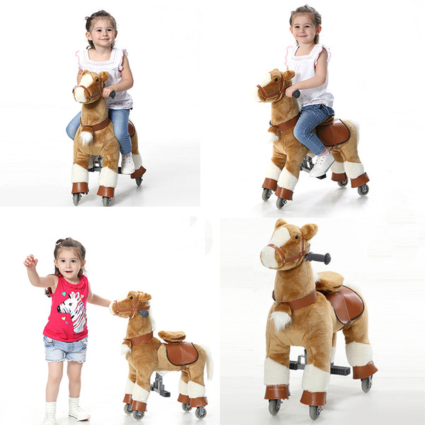 Kids Girls Boys Walking Pony Ride on Horse S Size Mechanical Moving Horse Animal Ride Scooter for 3-8 Children Birthday Gifts