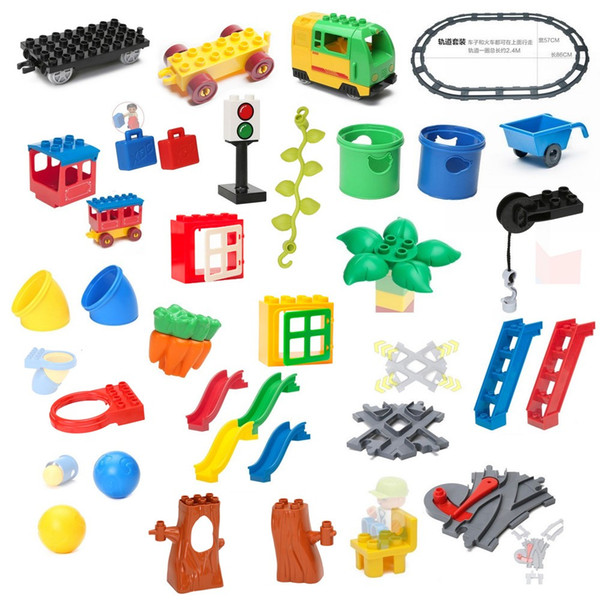 NEW Bulk Big Building Blocks Toys Swing Ladder Tree Raft Table Boat Plate Blocks Accessory Compatible Duploe Baby DIY Brick Toys