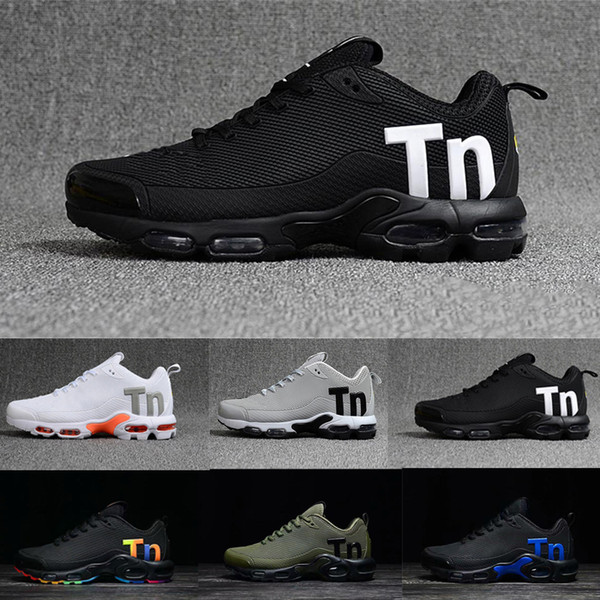 2019 Cheap Mens Mercurial Plus Tn Ultra SE Black White Orange Desinger Running Shoes Women MenTrainers Sports Sneakers US 7-12