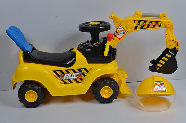 [TOP] Music Digger truck vogue diamond educational assembling plastic toy excavator Multifunctional baby Outdoor Ride Toy gift