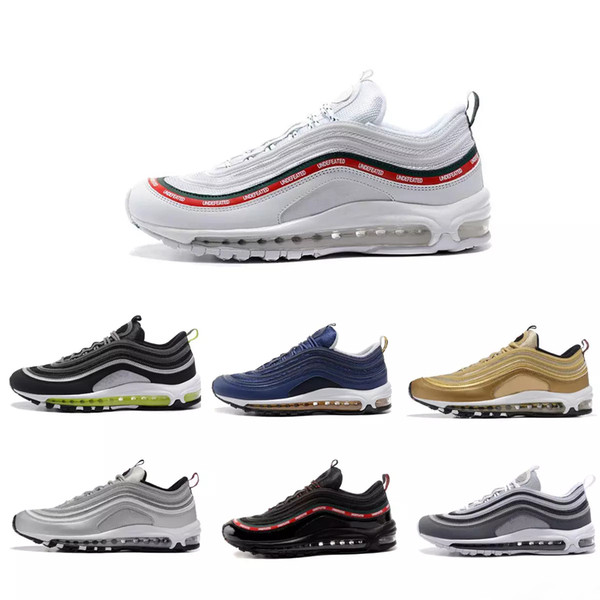 2018 new 97 OG Bullet Running Shoes Men Women Metallic Gold Cushion Undefeated Silver Metallic Athletic Outdoor Sneaker size 36-45