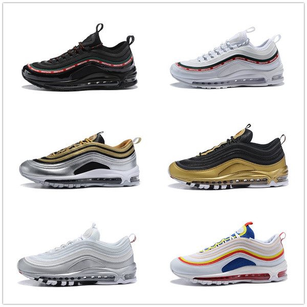 2019 New Arrival 97 Mens Womens Running Shoes Cushion Silver Gold Sneakers Athletic Designers Sports Outdoor Shoes air SZ5.5-11