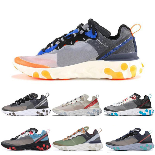 Epic React Element 87 Running Shoes For Men Women Triple White Black Blue Designer Undercover X Breathable Trainers Sports Sneakers
