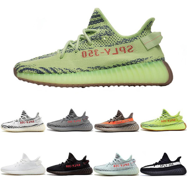 2019 New Static Kanye West 350 Running Shoes Zebra Black Bred Semi Frozen Yellow Mens Women Designer Sneakers Trainers Sports Shoes 36-46