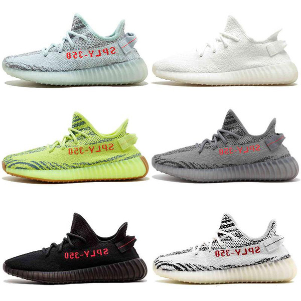 Hot Sale Mens Running Shoes Butter White Beluga Real Zebra Semi 350 Men Women Shoes Sports Sneakers Size 36-46