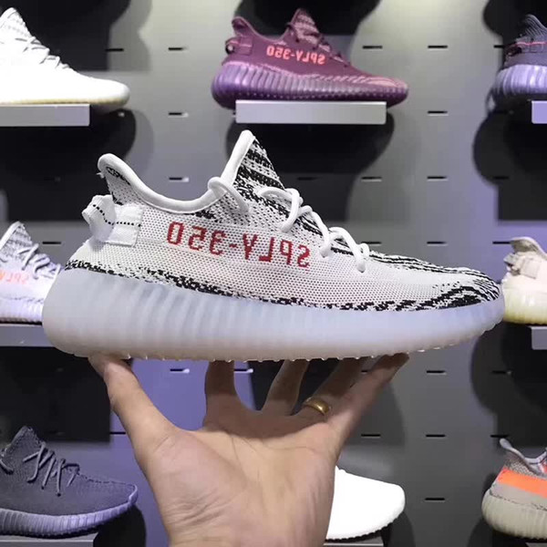 2018 New Static Kanye West 350 Running Shoes Zebra Black Bred Semi Frozen Yellow Mens Women Designer Sneakers Trainers Sports Shoes 36-46