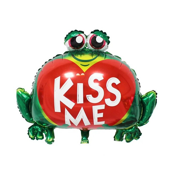 New arrival baby flag love kiss me photo print frog large helium aluminum foil balloon for kids