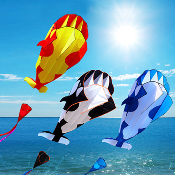 3D Kite Huge Giant Whale Flying Kite Beach Easy to Fly Frameless Soft Parafoil Sports Beach Kite with 30m Flying Line