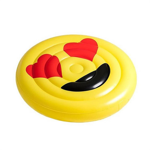 Inflatable Floating Mat Summer Swimming Circle Beach Smiling Face Amorous Eyes Toys Thickening Aquatic Mounts Character Expression 53yn V