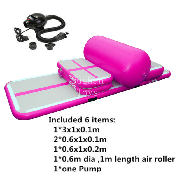 Free Shipping A Set Inflatable Gymnastics AirTrack Tumbling Mat Air Track Floor Mats with Electric Air Pump for Home Use/Beach/Park/Water