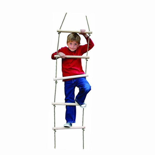 Baby Toy Swing Outdoor Indoor Floor Wood Ladder Children Swing Sport Swing Sturdy Wooden PE Rope Ladder Rungs Sports