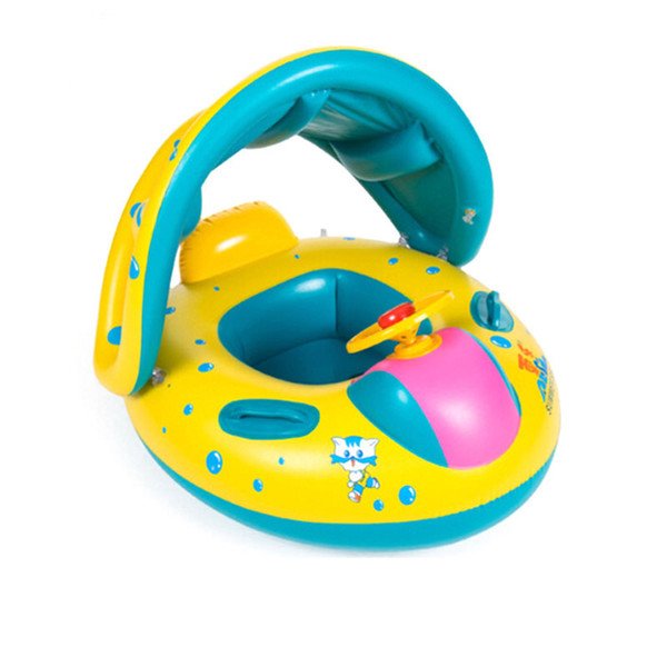 Safety Baby Swimming ring Inflatable baby swim pool toy Seat Boat Ring Swim Pool Sunshade Baby Swim Seat Float Boat C3988