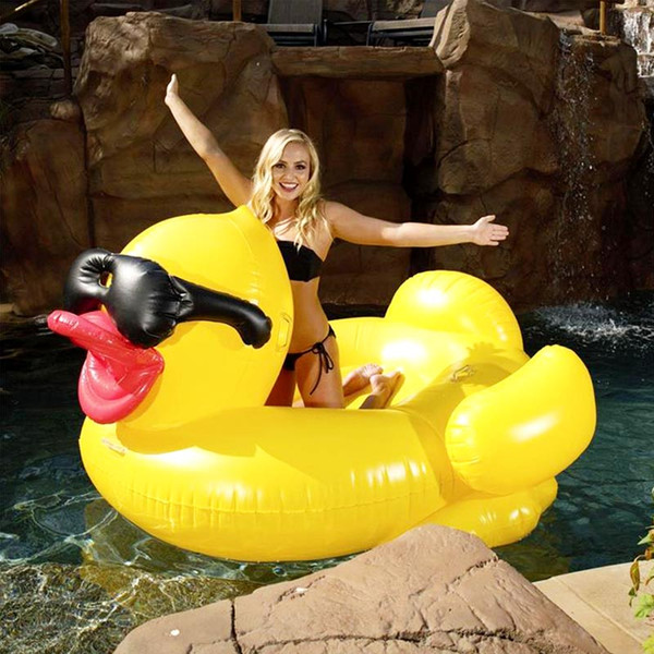 Inflatable Giant Yellow Duck Float 200*170*125CM PVC Summer Outdoor Ride-On Pool Toys Large Floatie Lounge Fun Adult Kid Swim Party Toys