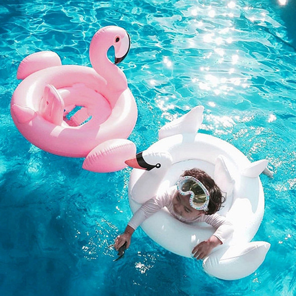Kids Flamingo Inflatable Swimming Ring Swan Pool Air Mattress Float Toy Baby Water Toy Infant Swim Ring Cartoon Accessories TTA808