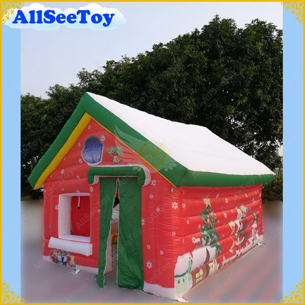 Hot Sale Inflatable Santa House with Air Pump,Beautiful Digital Paiting Santa Grotto,Outdoors Festival Christmas House