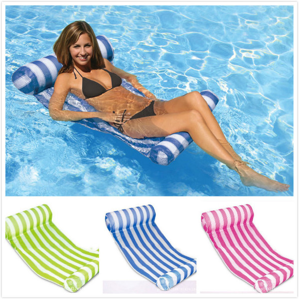 Fashion Leisure Time Aquatic Floating Bed 5 Colors Summer Swimming Pool Inflatable Floating Water Hammock Lounge Bed Chair Beach Deck Chair