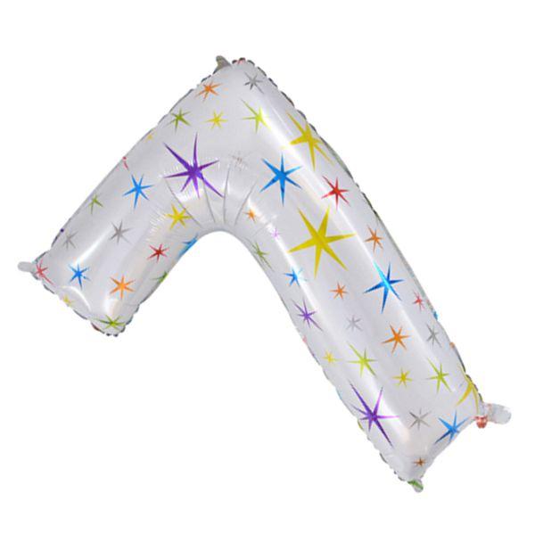 1 pcs 40 inch foil balloons large number Air digit balloon decoration balloon wedding party favors Printed color stars White 7