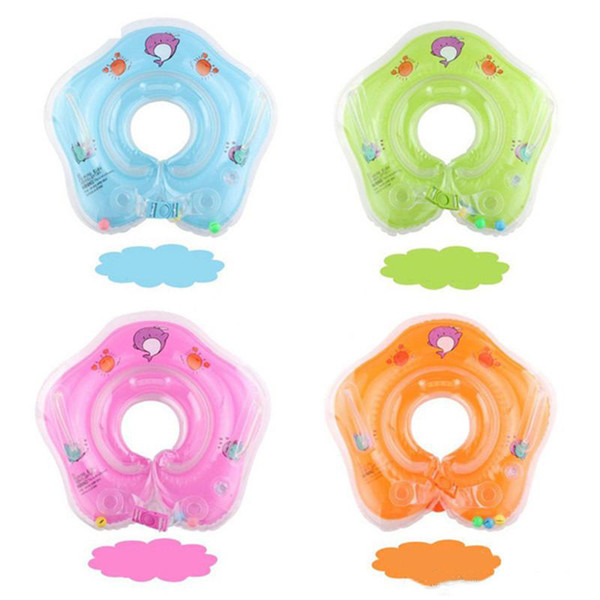 New dolphin Infant Neck Float Circle for Bathing Swimming cartoon PVC Inflatable 39cm/15 inches baby Safety Neck circle Dual airbags