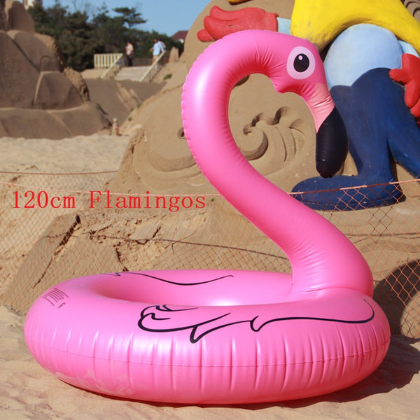 120CM Giant Inflatable Flamingos Float Tubes Pool swimming Toy Cute Ride-On Pool Red PVC Material Swim Ring for Water sports M0749