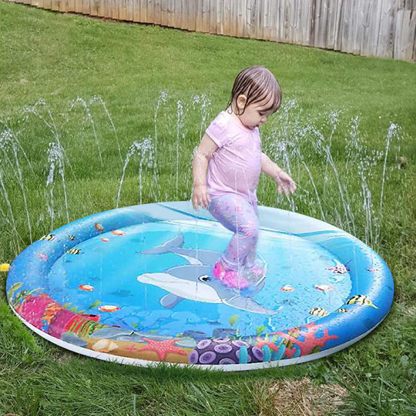 170cm Summer Inflatable Water Mat Children's Outdoor Play Water Games Beach Mat Lawn Inflatable Sprinkler Cushion Toys For Kids