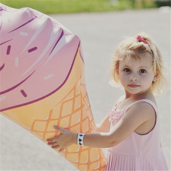 INS 90cm Pink Blue Ice Cream Shape Inflatable Float Toy Pool Children Photo Prop Bath Party Supplies Outdoor