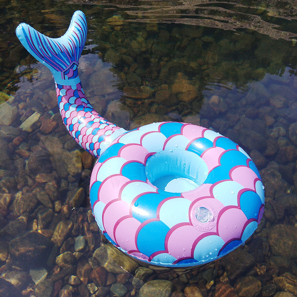 PVC Inflatable Mermaid Tail Cup Holder Mermaid Tail Shaped Floating Mat Party Supplies Inflatable Drink Holder