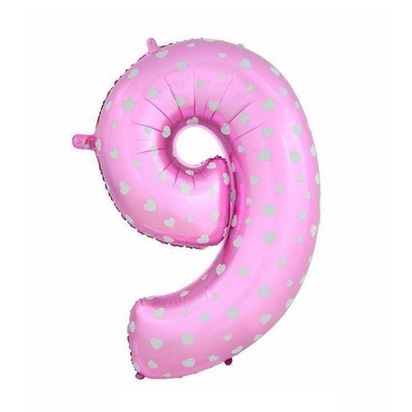 New Style 30 Inch pink number heart star printed Balloons happy birthday Wedding Party happy new year Decoration Dressed pink 9