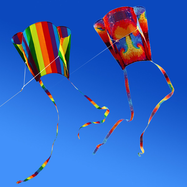 New Arrival Colorful Parafoil Kite with 200cm Tails 30m Flying Handle Line Outdoor Soft Beach Fly Kite Toy for Kids Good Flying