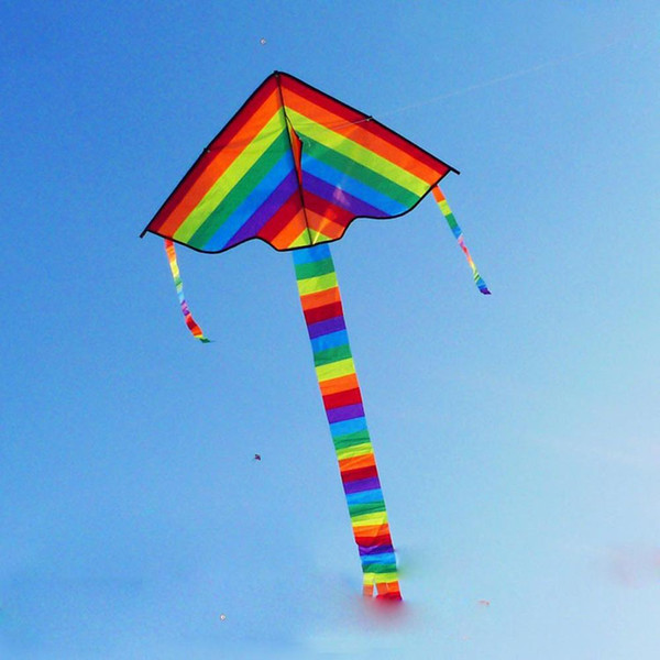 Rainbow Kite Long Tail Nylon Outdoor Baby Toys For Children Kids Kites Stunt Kite Surf without Control Bar and Line Baby Toy