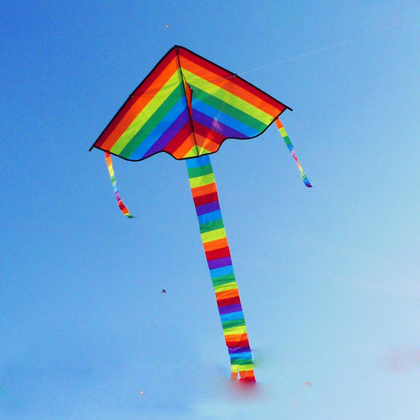 Rainbow Kite Long Tail Nylon Outdoor Baby Toys For Children Kids Kites Stunt Kite Surf without Control Bar and Line Baby Toy