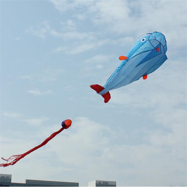 Wholesale-Hot sale Outdoor Sports Beach Entertainment Kites 3D Huge Parafoil Giant Dolphin Blue Kites With 30m string line