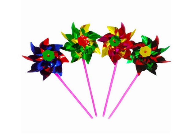Colorful Novelty Toy Plastic Windmill Pinwheel Self-assembly Flower Wind Spinner Kids Toy Gift For Boys Girls Baby Color Random