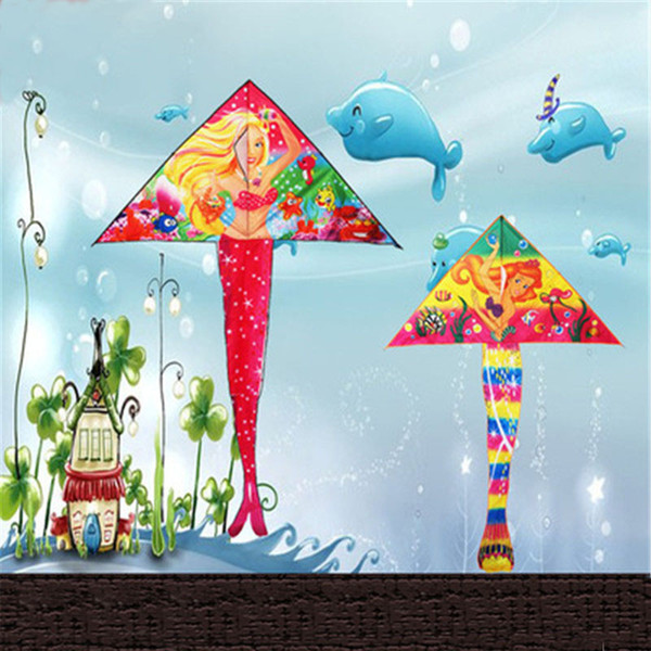 Hot glass fiber reinforced plastic handmade Weifang Triangle mermaid children 1.8 meters bright cloth kid wind kite