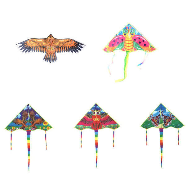 8 styles 80/90/102cm Chinese Kite Flying Dragon golden Eagle bee butterfly owl Kite With Handle Line Games Bird