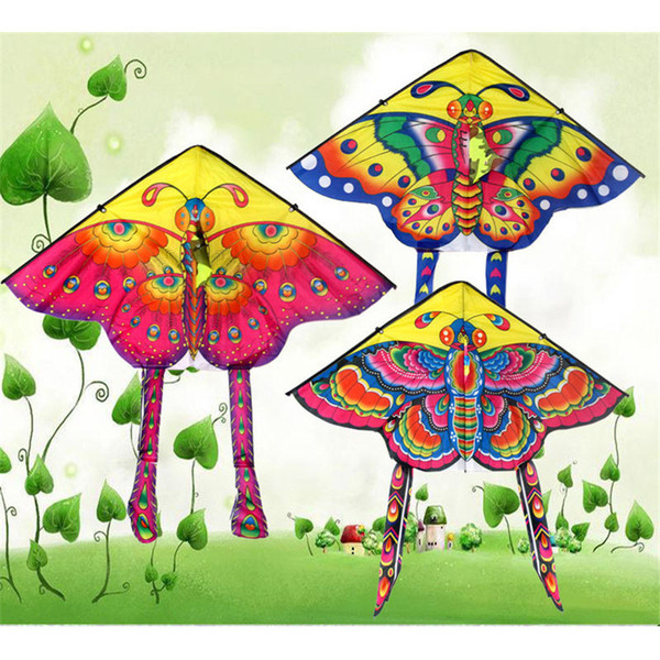 3 Pcs Mixed Animal Kites 90*55cm Rainbow Butterfly Outdoor Foldable Children Stunt Kite Surf With 60M Control Bar And Line Random Color