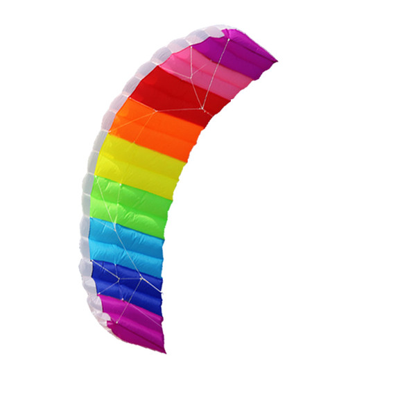 free shipping 1.4m dual line parafoil kite flying tools line power braid sailing kitesurf rainbow outdoor toys sports beach