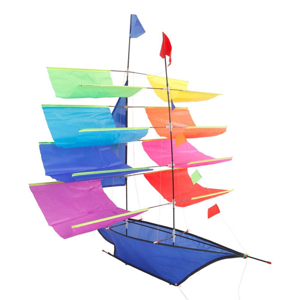 190T Polyester 3D Cool Big Sailing Ship Kite for Outdoor Games and Activities Well-built frame free US Stock