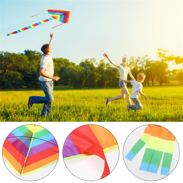 utdoor Fun Sports s Accessories Rainbow Kite without Flying Tools Outdoor Fun Sports Long Tail Nylon Flying Kite Triangle Colorful Kite C...