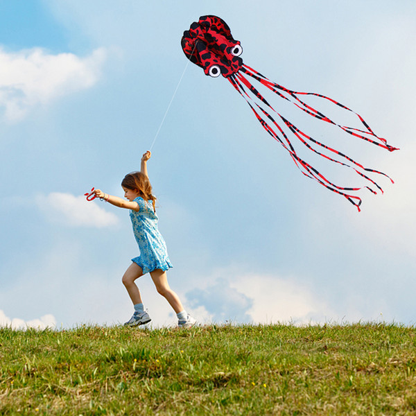 80cmx400cm Frameless Octopus Kite Parachute Stunt Kite Single Line Soft Parafoil Kite Flying for Outdoor Beach Fun Sports Kites