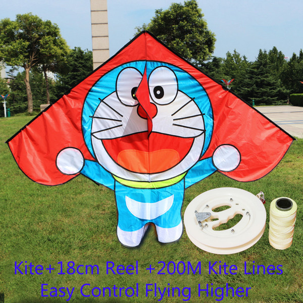 free shipping high quality children kite Doraemon with handle line kite fabric ripstop factory kitesurf cerf volant