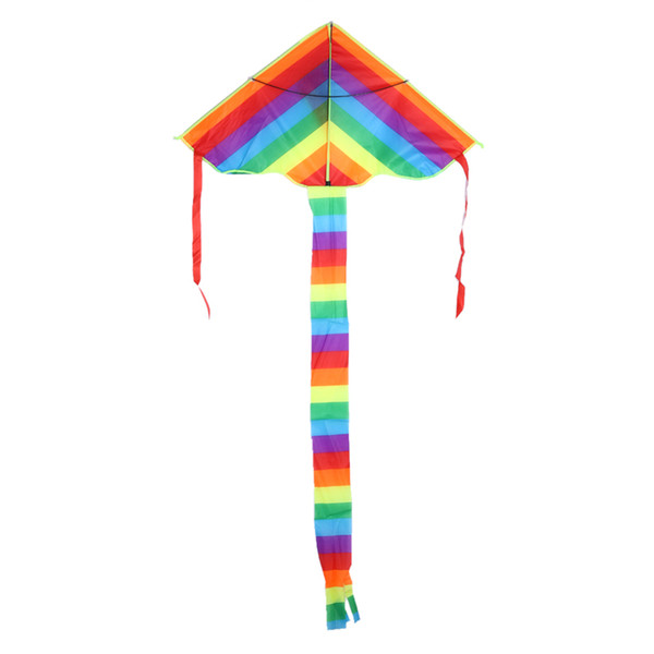 Rainbow Kite without Flying Tools Outdoor Fun Sports Long Tail Nylon Flying Kite Triangle Colorful Kite Children Kids Toys