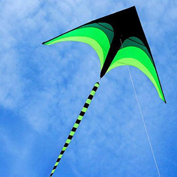2M Prairie Pattern Triangular Kite Ideal Picnic Toy With 10M Black And Green Floating Tail For Kids free shipping