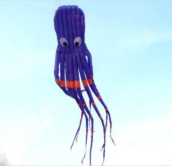3D 26ft 8m single Line Stunt Parafoil Purple Octopus POWER Sport Kite outdoor toy A++