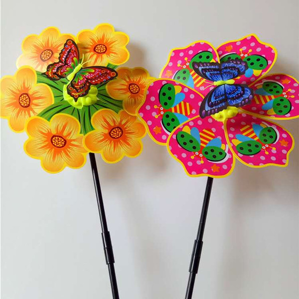 DIY outdoor play toys,mini kites plastic colorful windmill,flower butterfly windmill